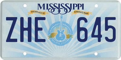 MS license plate ZHE645