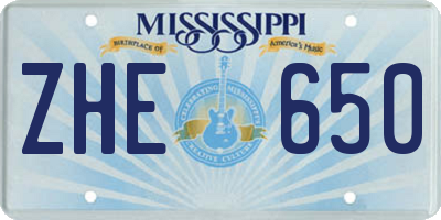 MS license plate ZHE650