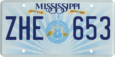 MS license plate ZHE653