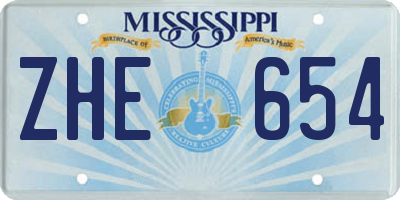 MS license plate ZHE654