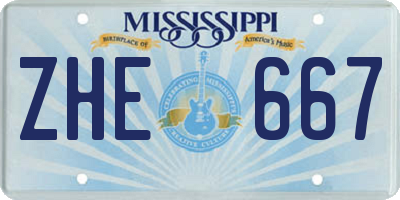 MS license plate ZHE667