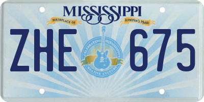 MS license plate ZHE675
