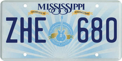 MS license plate ZHE680