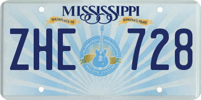 MS license plate ZHE728