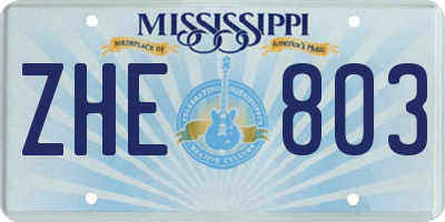 MS license plate ZHE803