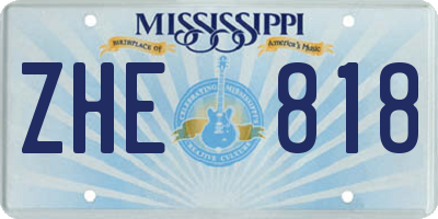 MS license plate ZHE818