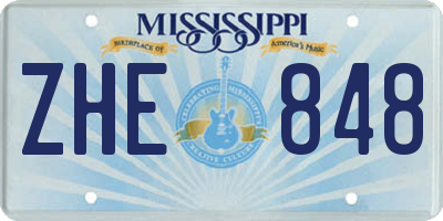 MS license plate ZHE848