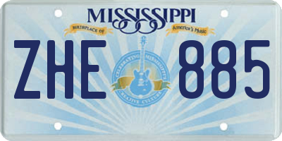 MS license plate ZHE885
