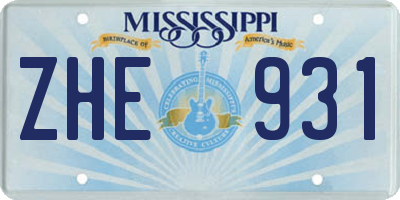 MS license plate ZHE931