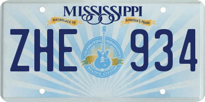 MS license plate ZHE934