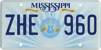 MS license plate ZHE960