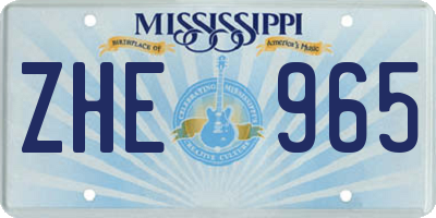 MS license plate ZHE965
