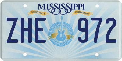 MS license plate ZHE972
