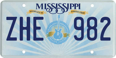 MS license plate ZHE982