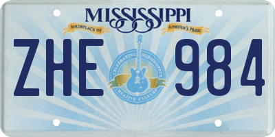 MS license plate ZHE984