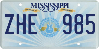 MS license plate ZHE985