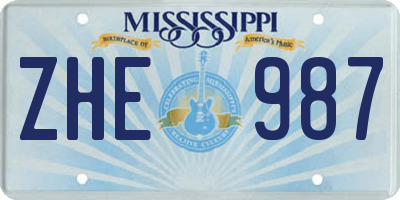 MS license plate ZHE987