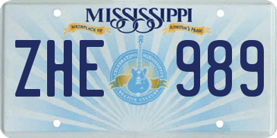 MS license plate ZHE989