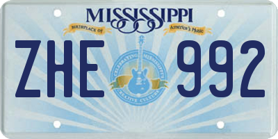 MS license plate ZHE992