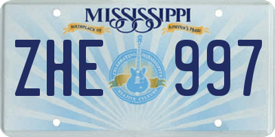 MS license plate ZHE997