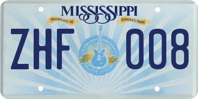 MS license plate ZHF008