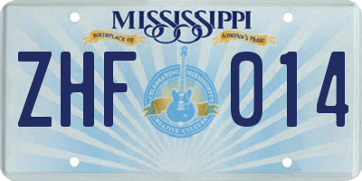 MS license plate ZHF014