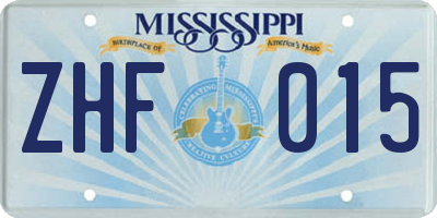 MS license plate ZHF015