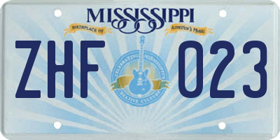 MS license plate ZHF023