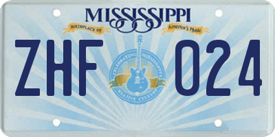 MS license plate ZHF024