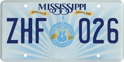MS license plate ZHF026