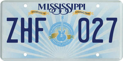 MS license plate ZHF027