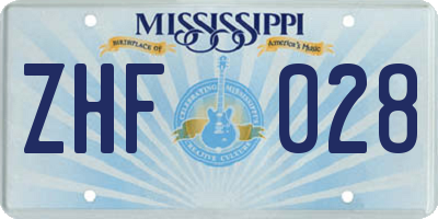 MS license plate ZHF028