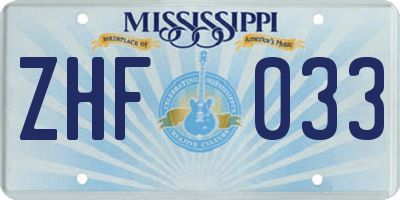 MS license plate ZHF033