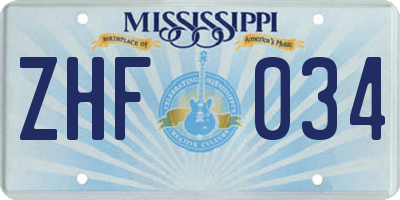 MS license plate ZHF034