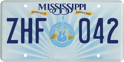 MS license plate ZHF042
