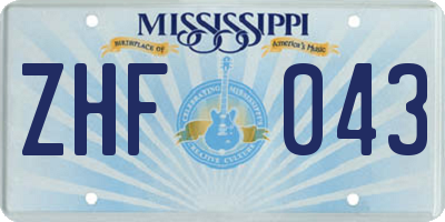 MS license plate ZHF043
