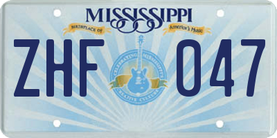 MS license plate ZHF047