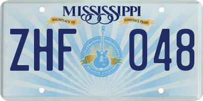 MS license plate ZHF048