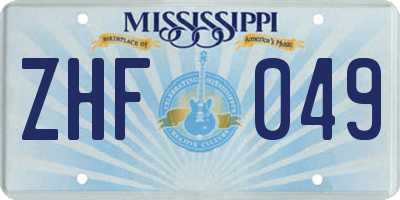 MS license plate ZHF049