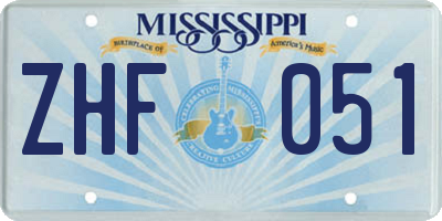 MS license plate ZHF051