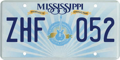 MS license plate ZHF052