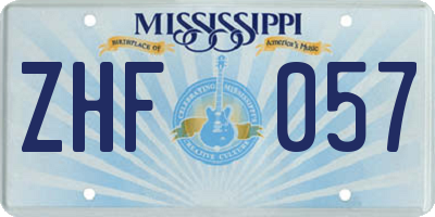 MS license plate ZHF057