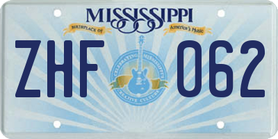 MS license plate ZHF062