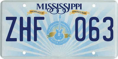 MS license plate ZHF063