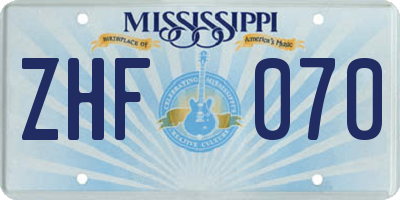 MS license plate ZHF070