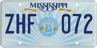 MS license plate ZHF072