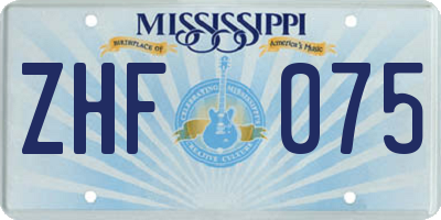 MS license plate ZHF075