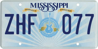 MS license plate ZHF077