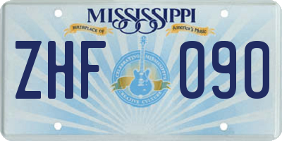 MS license plate ZHF090