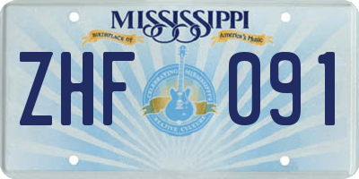 MS license plate ZHF091